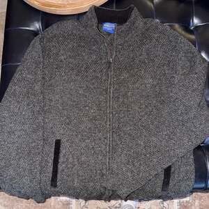 Pendleton Men's 100% Shetland Wool Full Zip Charcoal Gray Sweater Jacket